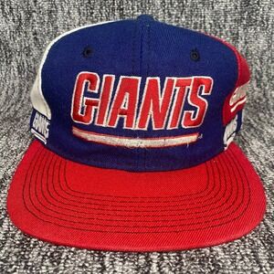 Vintage 90s New York Giants Pro Player Tape Logo Snapback Hat Cap Colorblock NFL
